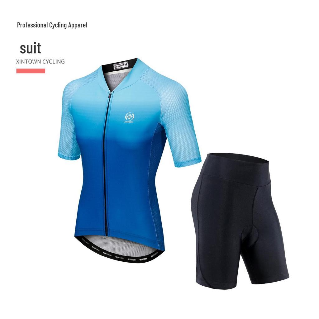 XINTOWN Women's Long Sleeve Plus Size Cycling Jersey - European & American Style, Printed Design