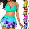 2Pcs/Set Popular Women Swimsuit Padded High Waist Girls Sweet Off Shoulder Swimwear for Vacation