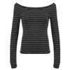 Весна Лето Полосатый Топ на одно плечо с длинными рукавами Универсальные утягивающие футболки Женские