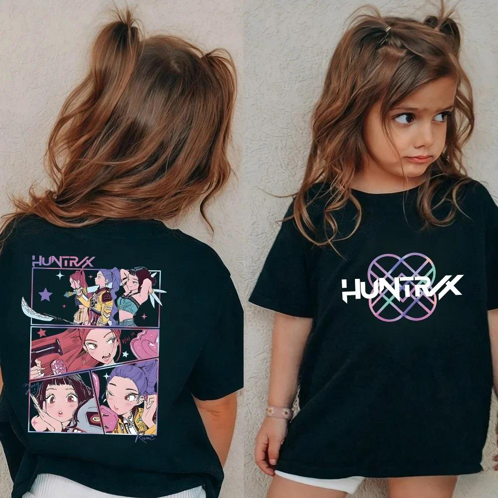 Детская футболка Kpop Охотники на демонов с коротким рукавом Saja Мальчики Kdis Футболка Милые Kpop Охотники на демонов Harajuku Футболка для мальчиков и девочек