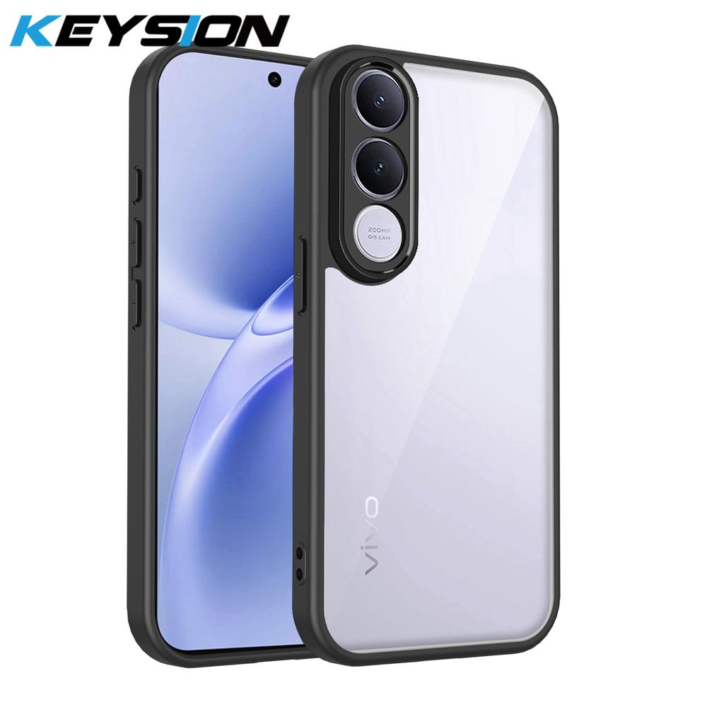 KEYSION Прозрачный чехол для телефона VIVO V70 FE Мягкий силикон+ПК HD Clear Простой ударопрочный задний чехол для телефона VIVO V70 FE 5G