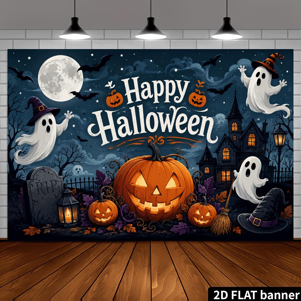 2D planar flag, 2D plane - 1 piece 2D flag Halloween-themed party banner backgroundzyc