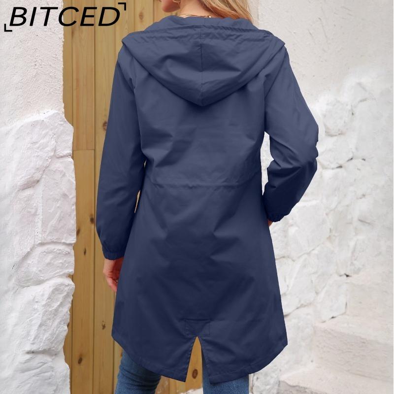 BITCED Осенне-зимний водоотталкивающий тренч с капюшоном, женское повседневное длинное пальто свободного кроя, больших размеров, верхняя одежда для улицы от дождя