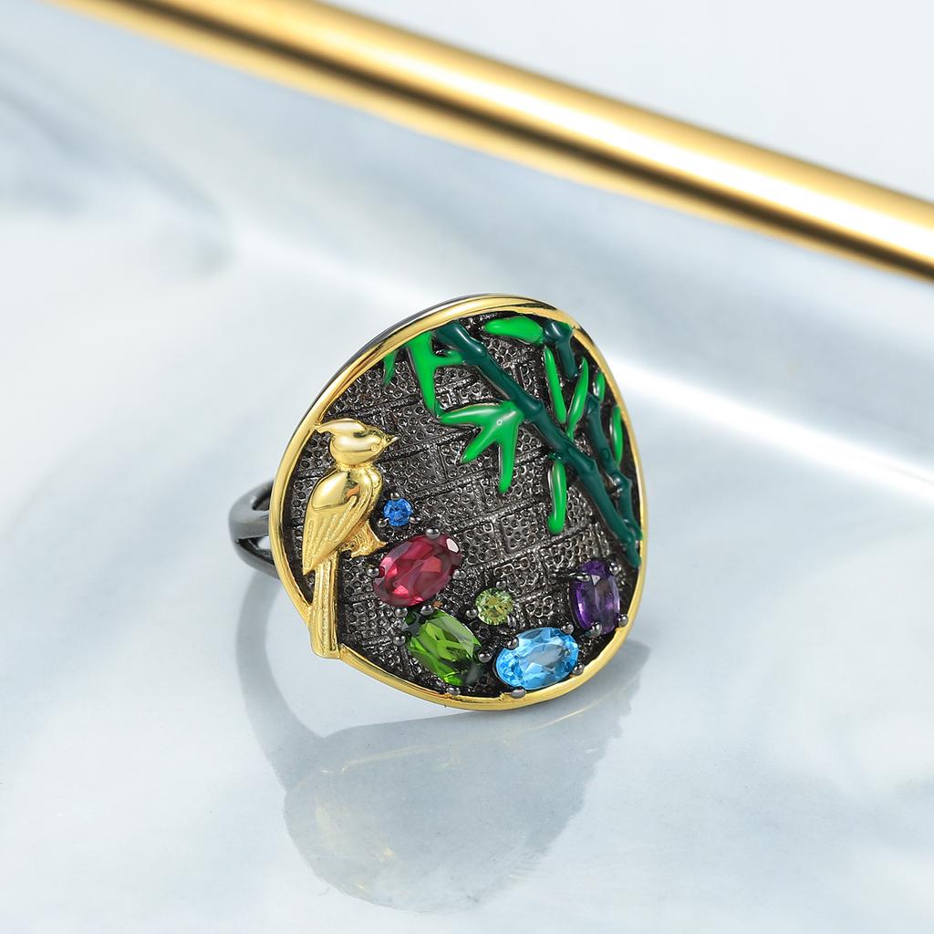 Кольцо с натуральным розовым гранатом, оригинальный дизайнерский браслет, серебро 925 пробы, прочный, дизайн кольца для женщин, нишевый дизайн