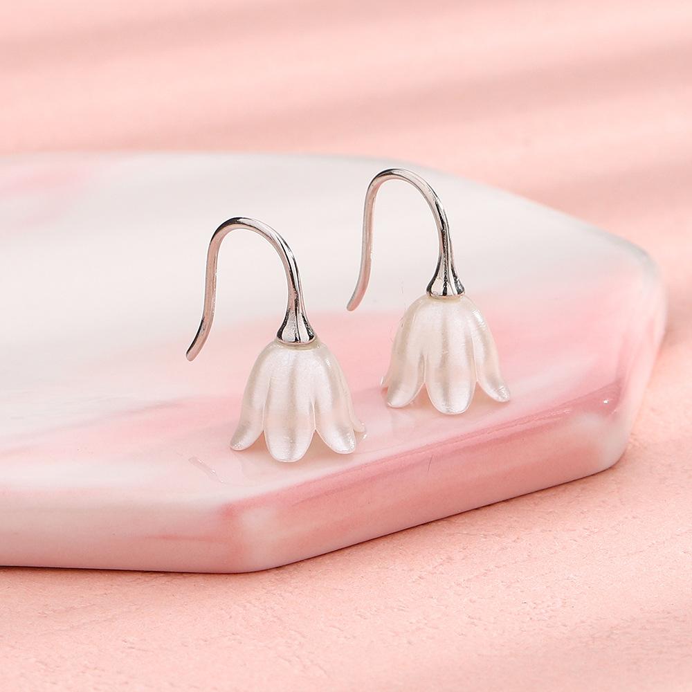 Серьги Cure Line White Lily Of The Valley, серьги-гвоздики Fairy Wind, сладкий темперамент, цветок, шикарные серьги-гвоздики в форме тюльпана