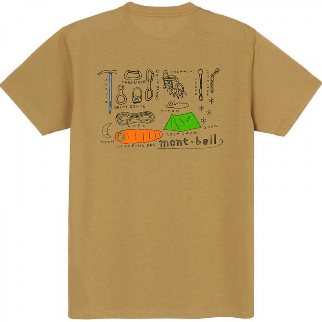 MONTBELL Пуловер с принтом в стиле американского винтажа для улицы, быстросохнущая футболка с круглым вырезом и коротким рукавом, унисекс