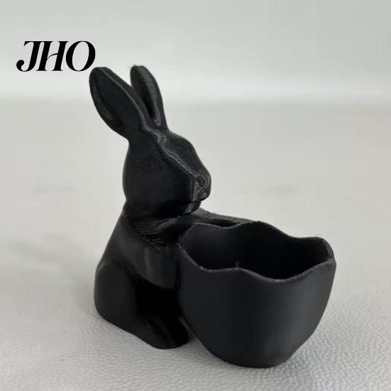Rabbit Shaped Candy Holder 3D Printed Easter Bunny Bowl, Cute Holding Bowl Figurine, DIY Paintable White Desk Animal Dish Decor for Living Room