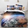 Galaxy Planet Universe Sky Blue Earth Outer Space Astronomy Bedding Set Single Twin Double Queen King Cal Size Bed Linen Set