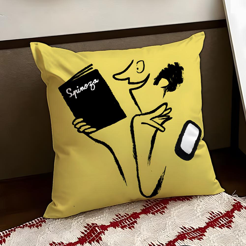 Эстетичная Художественная Наволочка JJeanJullien Мягкая Прочная Двусторонняя Подушка для Дома Автомобиля Многоцелевая для Повседневного Комфорта