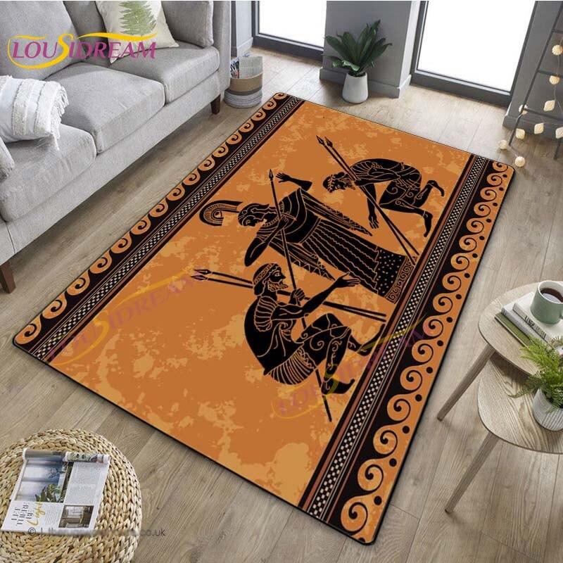 3D Египетский ковер «Древний всадник», греческий ковер, ковер Древнего Египта для гостиной, спальни, кухни, греческий домашний декор, нескользящий напольный коврик