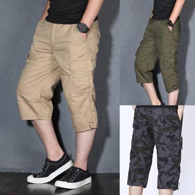 Ummer шорты-карго из чистого хлопка, мужские повседневные капри с несколькими карманами, рабочая одежда, популярные бриджи, укороченные шорты с стрейч-талией