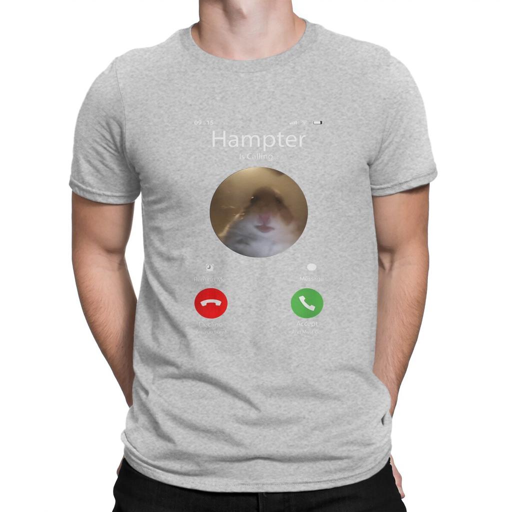 Man TShirt Dank Meme Hamster Staring Front Camera Hampter Calling Individuality T Shirt Graphic Streetwear New Trend