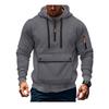 Mens Hooded Pullover Sweatshirt With Zippered Sleeve Pocket Loose Fit Casual Top