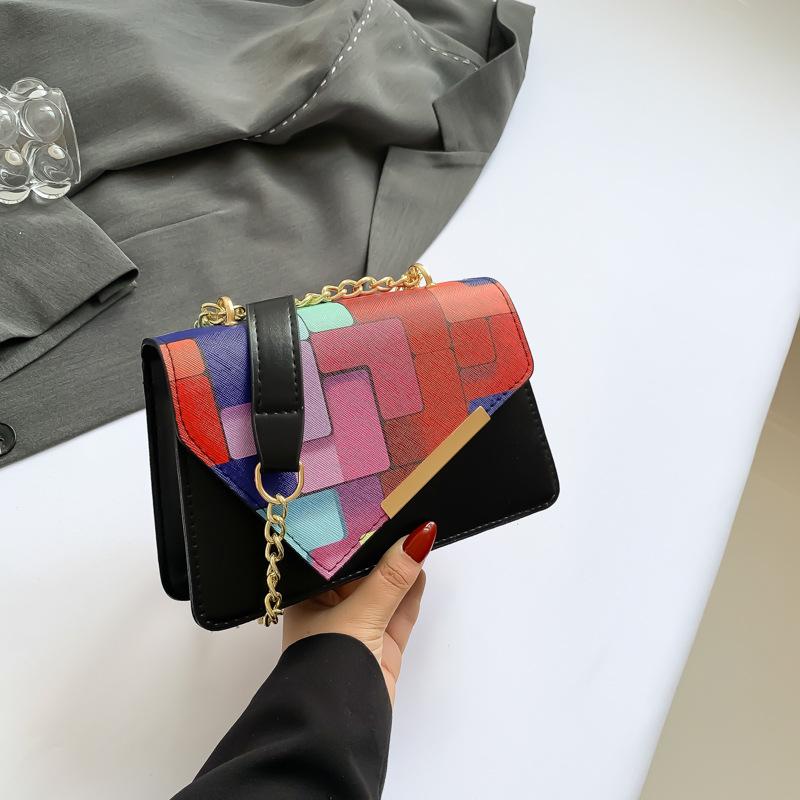 Персонализированная модная косая контрастная летняя новая модная цепочка простая ручная сумка через плечо на одно плечо маленькая квадратная сумка для женщин