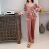 Women's Home Clothes Sleepwear Sexy Flip Collar Loungewear Velvet Warm Long Sleeved Pajamas Autumn Winter Velour Nightwear