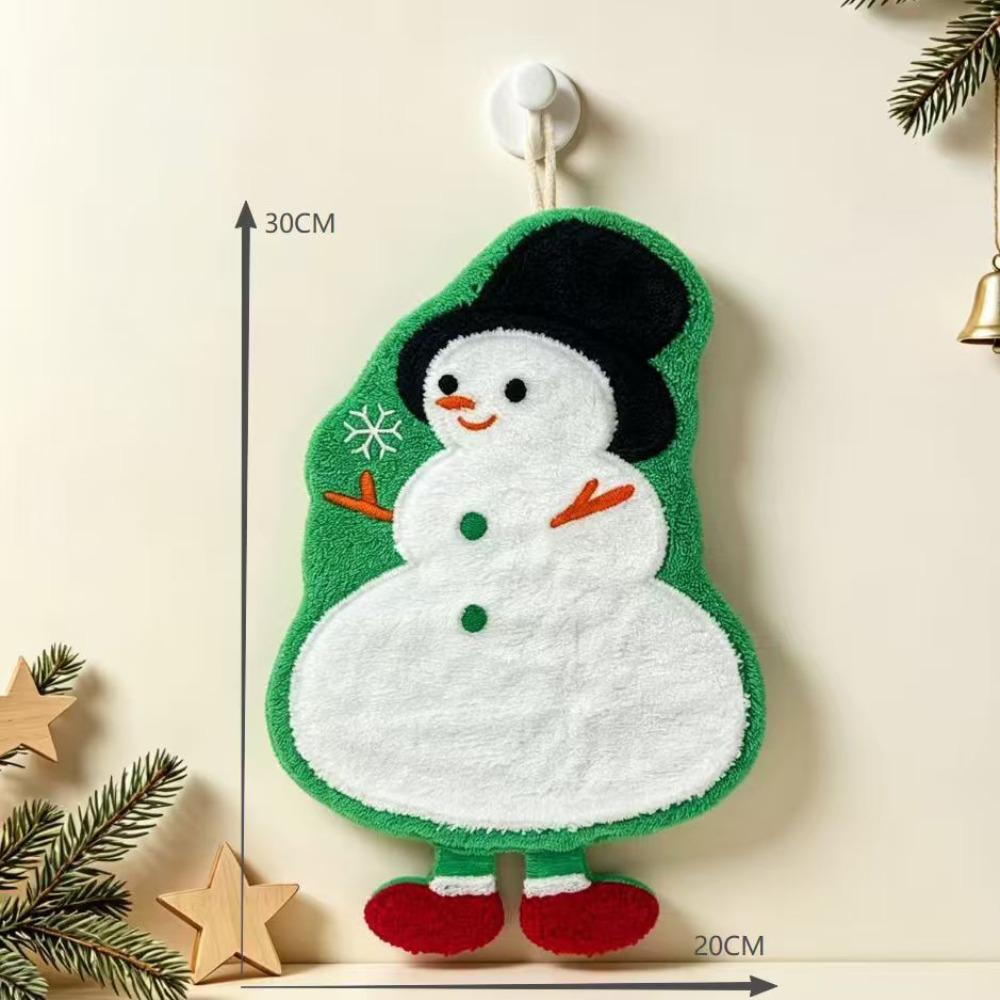 Coral Fleece Christmas Hand Towels Christmas Tree Handkerchiefs Christmas Decoration