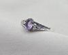 925 Sterling Silver Amethyst Cut Oval Ring, Minimalist Leaf Detail Jewelry