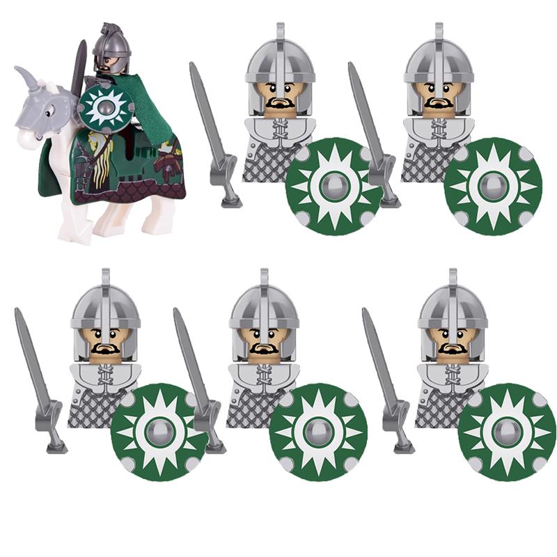 MOC Medieval Military Building Blocks Elven Warrior Orc Rohan Gondor Knight Character Set Animal Army Weapon Bow Crossbow Toy