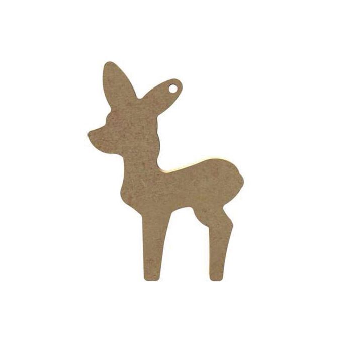 Small MDF Wooden Deer To Hang - 11 X 7 Cm