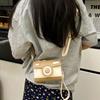 Mini Funny Square Bag PU Contrast Color Crossbody Bag Portable Camera Shoulder Bag  Outdoor