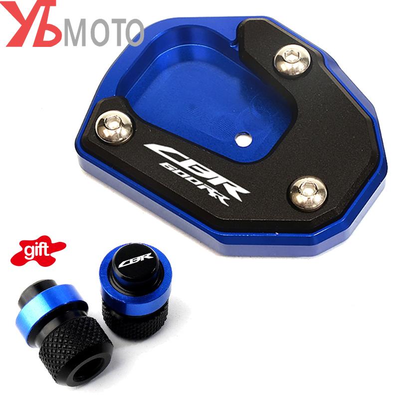 For HONDA CBR600RR CBR 600 RR 2013 2014 2015 Motorcycle CNC Tire Valve Caps & Kickstand Foot Side Stand Extension Support