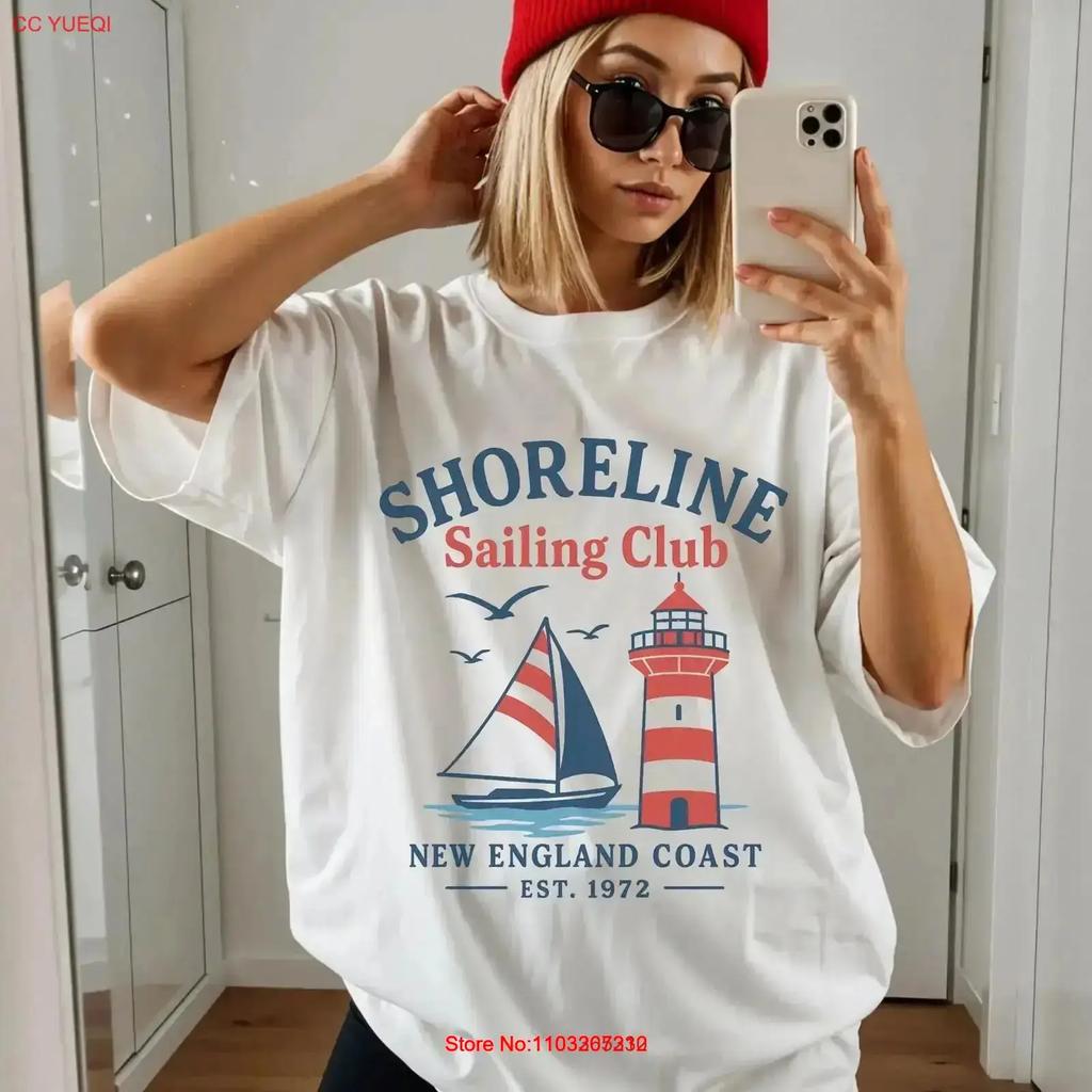 New England Sailing Club T Shirt Trendy Coastal Summer Travel Vacation Vintage Plus Sizing Soft Versatile Vintage