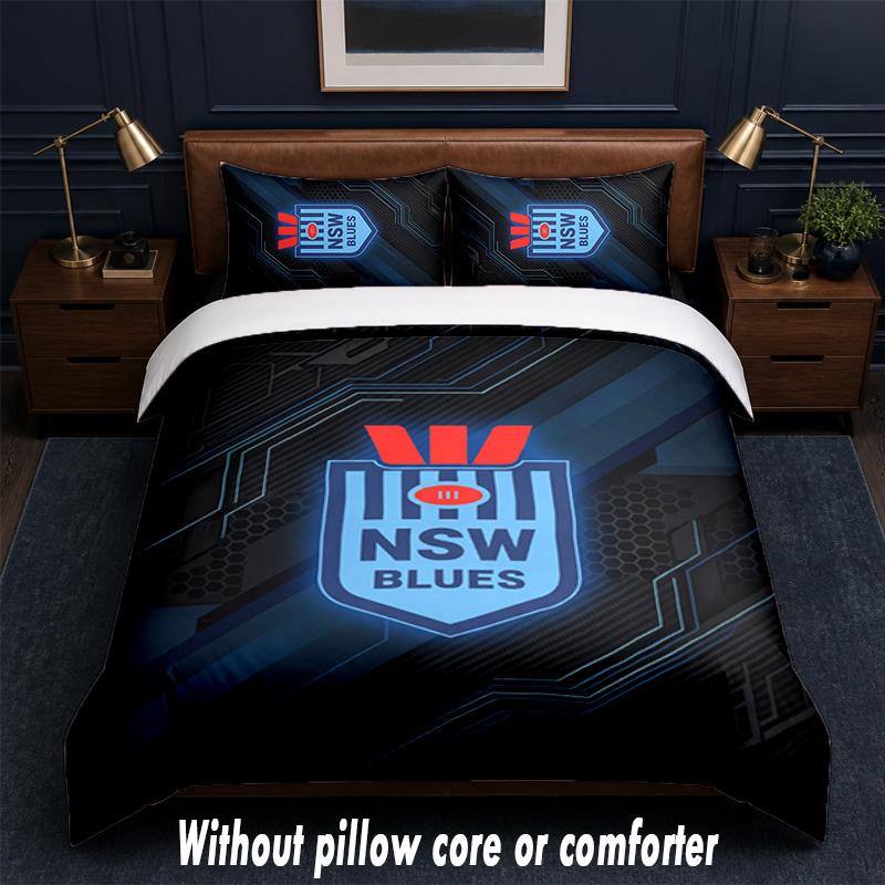 NSW Blues Design Bed Bedding Set 1 Duvet Cover + 2 Pillowcases Soft Breathable Household Bed Linens