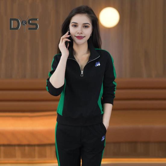 2 шт./компл. комплект женской спортивной одежды с длинными рукавами, соответствующие цветам, толстовка с воротником-стойкой и эластичной резинкой на талии, широкие брюки, спортивная одежда, повседневная одежда