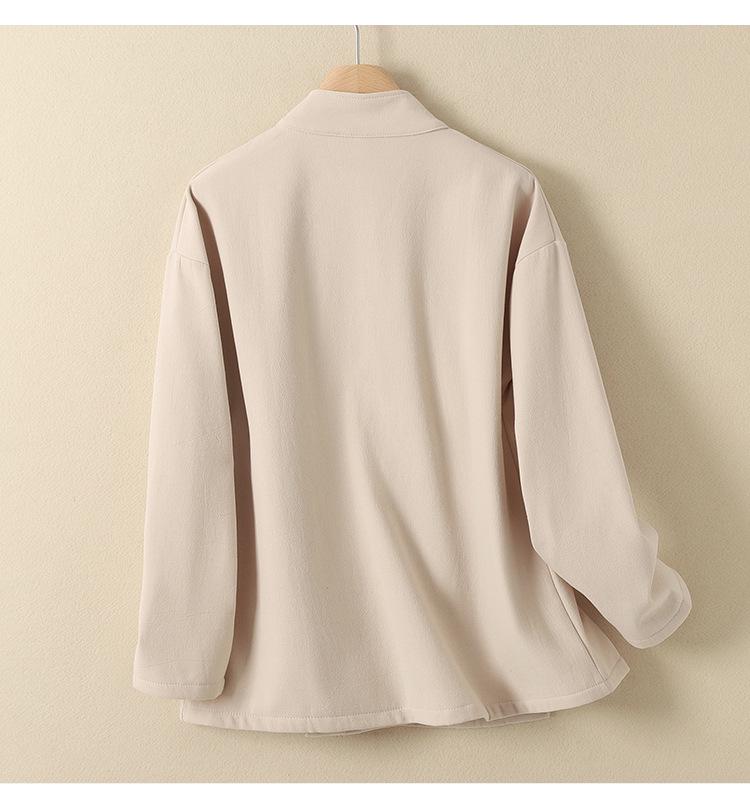 Women's Autumn/Winter Cotton Linen Hanfu: Velvet-Lined Chinese Style Long Sleeve Cardigan Monk Robe for Tea Ceremony