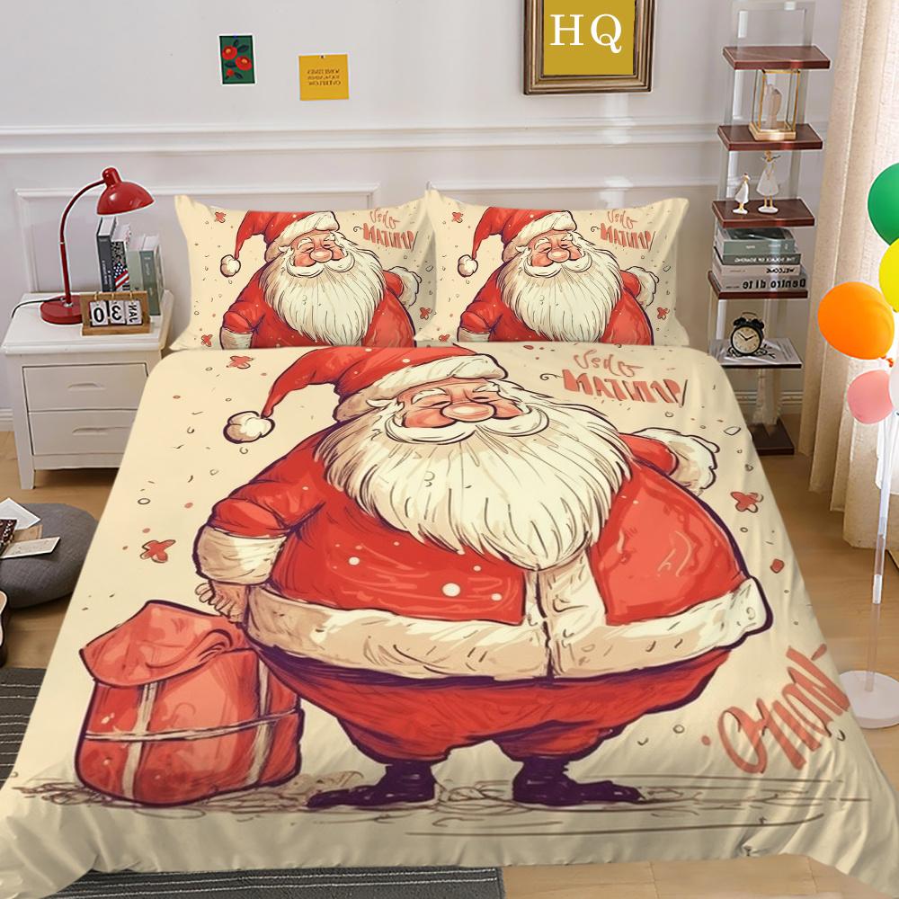 Комплект постельного белья из микрофибры с 3D рождественской печатью, полноразмерный комплект постельного белья из микрофибры, высококлассные милые покрывала