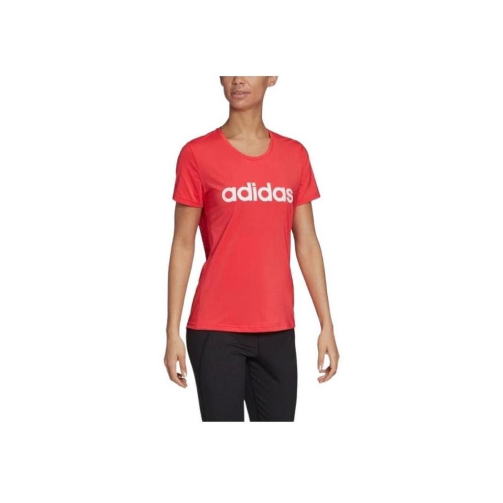 adidas Дизайн 2 Move Logo Графический Модный Простой Круглый вырез Короткий рукав Футболка Женские Футболки Флуоресцентно-Красный FL9224