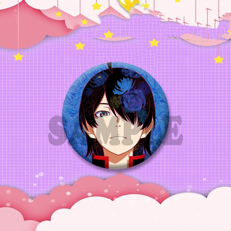 Cartoon Monogatari Series Badge Anime Hitagi Koyomi Araragi Lapel Pins Round Brooches for Bag Clothes Hat Decor Jewelry Gifts