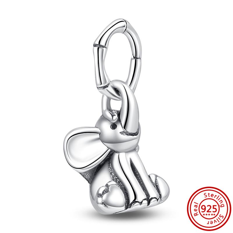 S925 Серебряный Подвеска в виде животного кошка, собака, панда, сова, белка, единорог, лошадь, медведь, кролик, сделай сам, бусина подходит для оригинального браслета, ювелирные украшения
