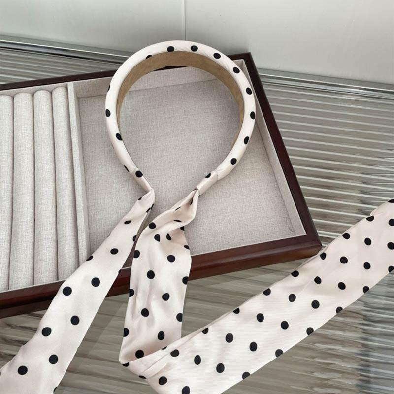 Элегантная повязка на голову с точечным/цветочным принтом, показ модели, пасторальная повязка для девочки