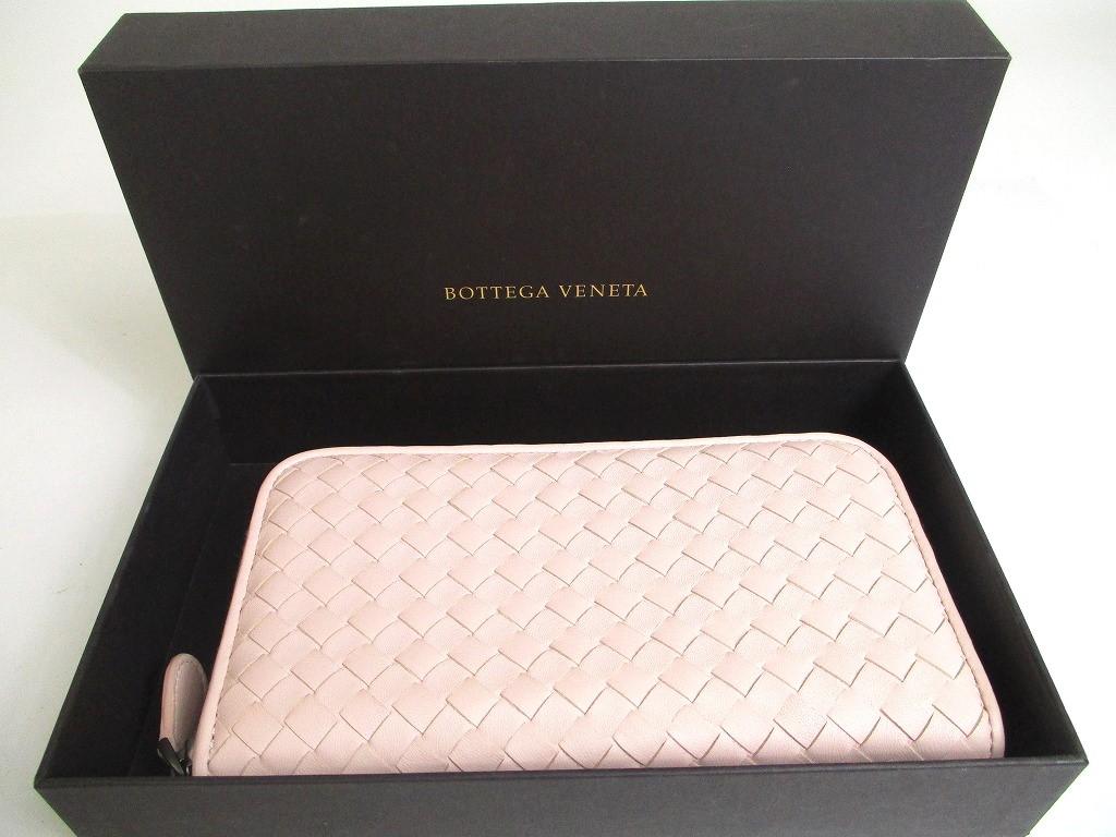 Authentic BOTTEGA VENETA Intrecciato Light Pink Leather Round Zip Wallet Purse #a442  Refurbished