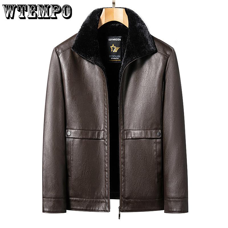 Зимняя мужская куртка из натуральной кожи Fur As One, мужская утепленная кожаная куртка с лацканами, повседневная куртка для папы