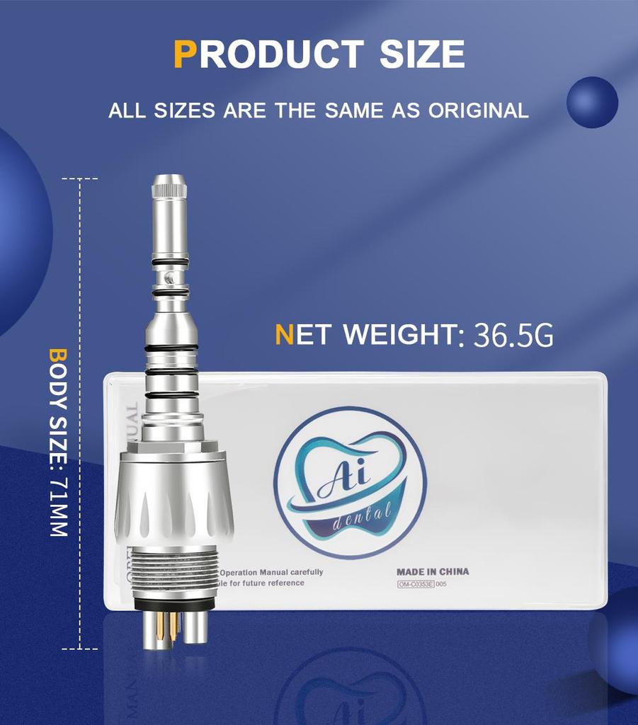 Запасная часть AI-KCL6, 6 отверстий, самогенератор, светодиод KVO, быстрое соединение, совместимое с Z800KL/Z900KL, высокоскоростной наконечник, стоматологическое оборудование