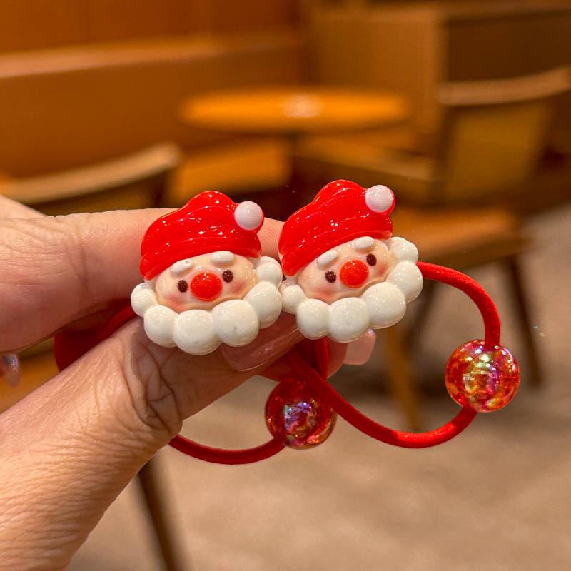 2 PCS Christmas Lovely Cartoon Girls Elastic Hair Bands Hair Accessories Children Hair Ties Baby Headwear