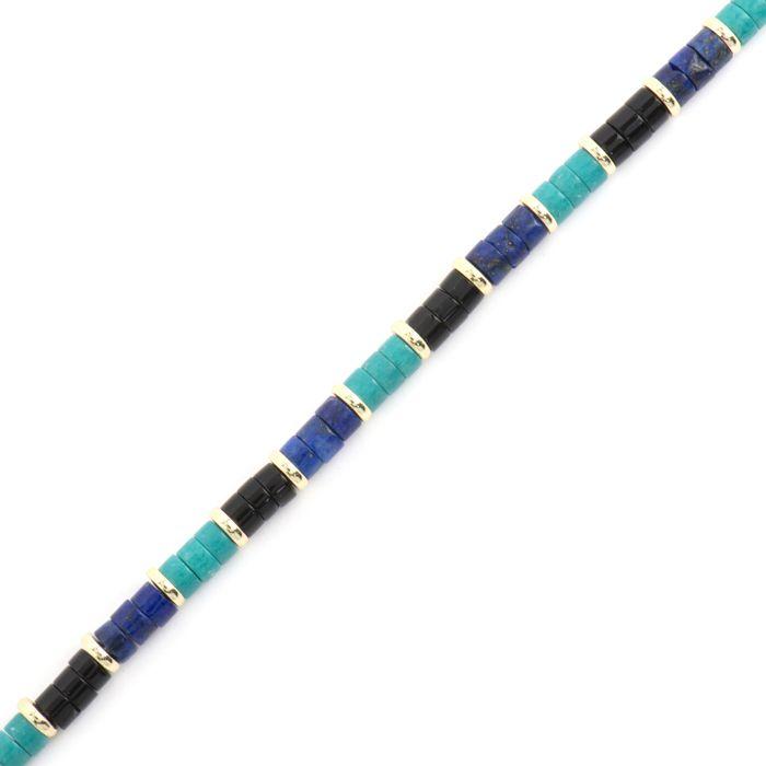 Bracelet - LUXENTER - Bathim - Argent 925 - finition or jaune 18k - Turquoise