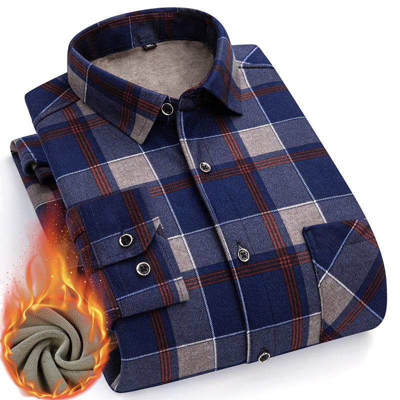 Мужская толстая фланелевая рубашка на флисовой подкладке для осени/зимы – доступны разные цвета