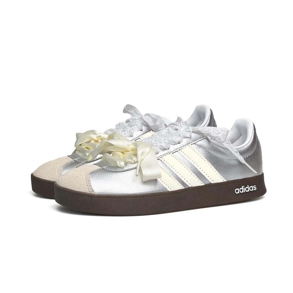 Adidas VL COURT 2.0 Vassell Abrasion Resistant Abrasion Resistant Low top Skateboard Shoes Women's Silver Yellow ID6015(Team974-)