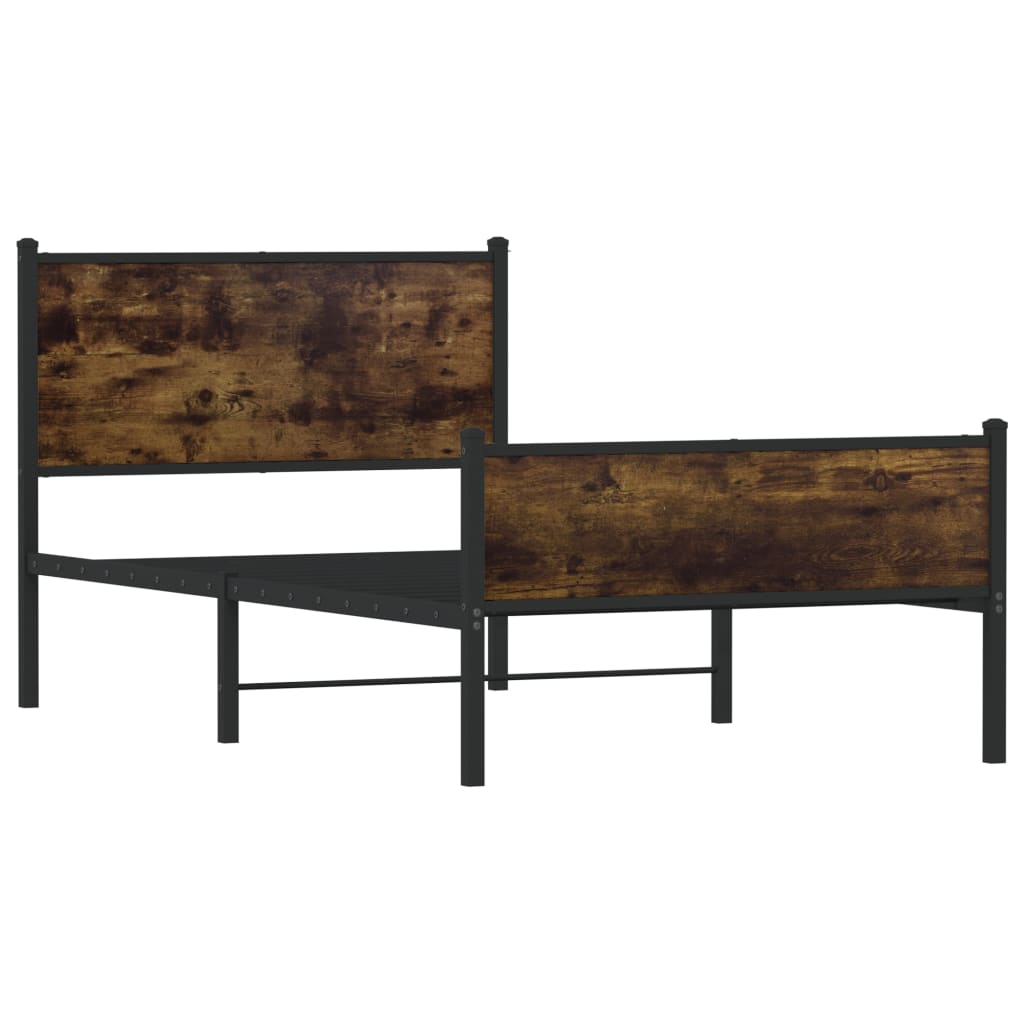 vidaXL Metallbett ohne Matratze Räuchereiche 100x190 cm