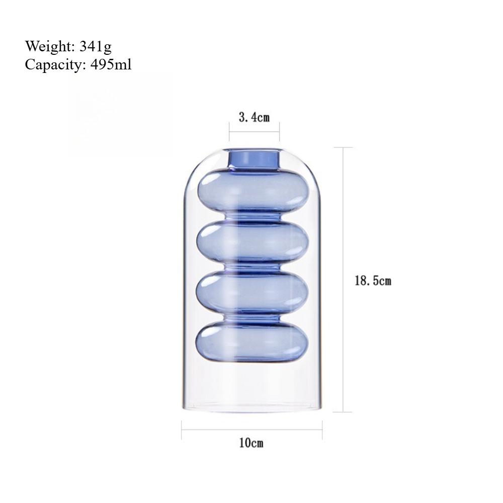 Creative Nordic Colorful Double-layer Glass Vase Transparent Hydroponic Dried Flower Vase Simple Restaurant Desktop Decor