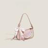 Ins Style Shining Ladies Shoulder Bag Pink White Color PU Leather Underarm Bag Fashion Women Crossbody Bags Pearl Chain Handbags
