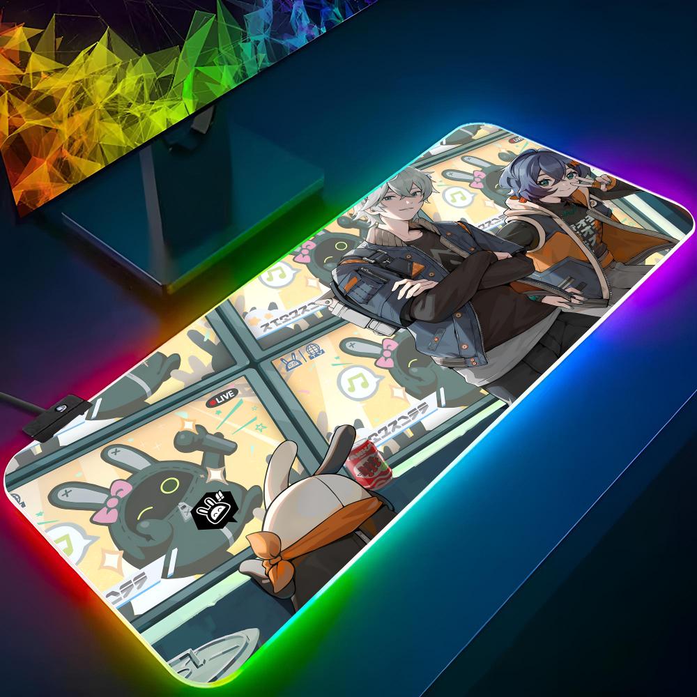 Zenless Zone Zero Коврик для мыши Игровой RGB-коврик с подсветкой Животное Клавиатура Девушка-геймер XXL Коврик для ноутбука Настольные коврики Deskpad