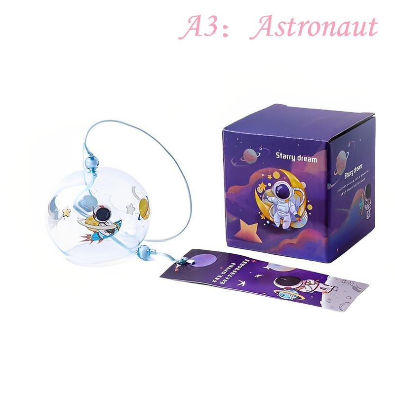 Japanese Wind Bell Sakura Pattern Wind Chimes Handmade Glass Furin Home Decor