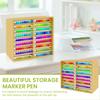 Bamboo Marker Organizer Holds 133 Markers Pens Desktop Storage Pencil Holder Watercolour Brushes Stationary Organizer