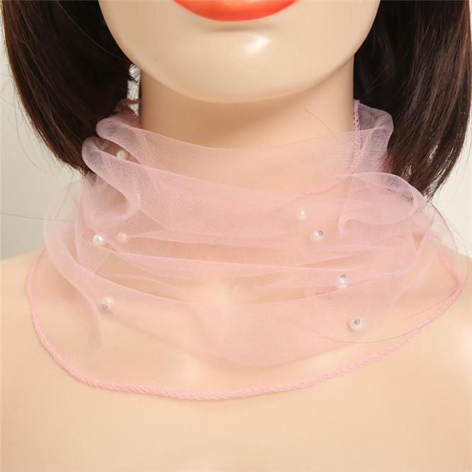 Collar Scarf Beaded Lace Scarf for Women Girl Circle Scarf Spring Clothing Accessories Comfortable Breathable