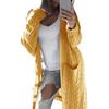 Knitted Coat Double Pockets Warm Skin-Touch Trendy Cardigan Style Pure Color Mid-Length Sweater Female Knitwear
