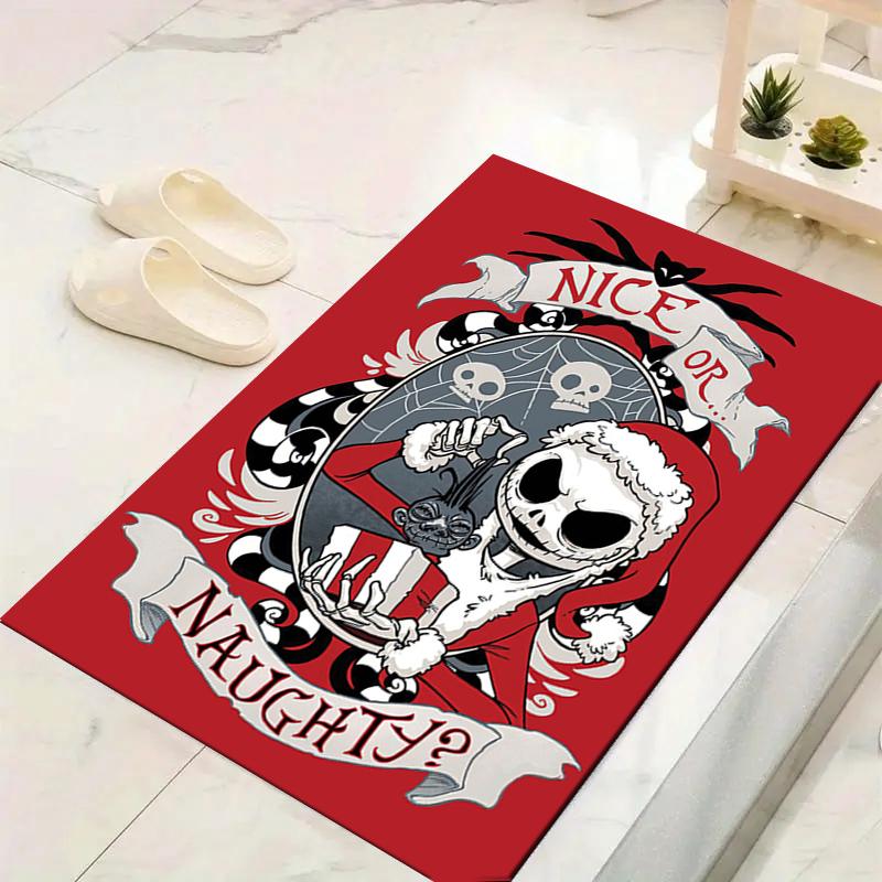 1Pc Nice Naughty Christmas Rug Office Carpet Indoor Outdoor Doormat Nonslip Soft Comfortable Living Christmas Halloween Xmas Gift D924511